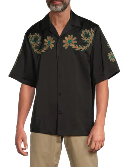 Scotch & Soda Men's Joe Jonas X Scotch Soda Embroidered Camp Shirt In Black