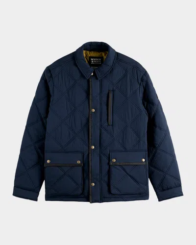 Scotch & Soda Men's Lightweight Quilted Jacket With Tape Trim In Black