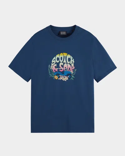 Scotch & Soda Men's Logo Artwork Graphic T-shirt In Blue