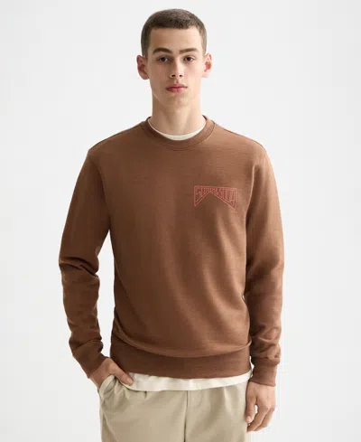 Scotch & Soda Men's Logo Detail Crewneck Sweatshirt In Brown