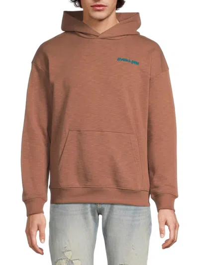 Scotch & Soda Men's Logo-embroidered Cotton Hoodie In Brown