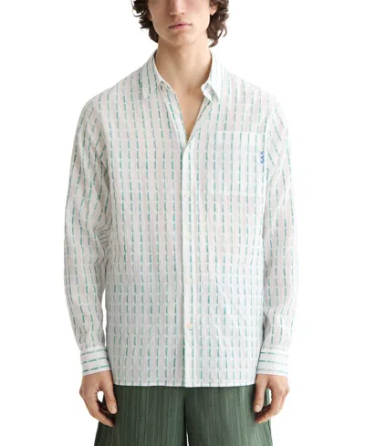 Scotch & Soda Men's Long Sleeve Voile Dash Print Button-front Shirt