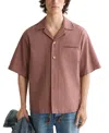 Scotch & Soda Micro Geo Print Regular Fit Camp Shirt In Red