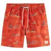 Scotch & Soda Men's Mid Length Swim All Over Print Short In Red Surfer Aop In Orange