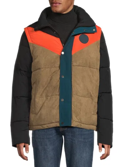 Scotch & Soda Men's Nelleke Colorblock Puffer Jacket In Brown