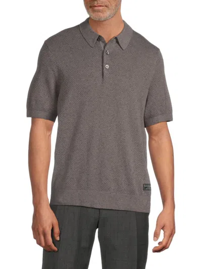Scotch & Soda Textured Stitch Polo Sweater In Gray