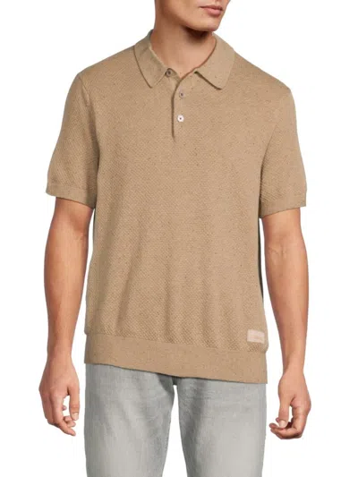 Scotch & Soda Men's Neos Textured Cotton-blend Polo Shirt In Brown