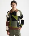 Scotch & Soda Pieced Patchwork Polo Sweater In Multi