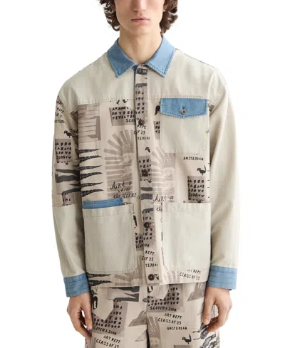 Scotch & Soda Men's Printed Colorblocked Shirt In Multi