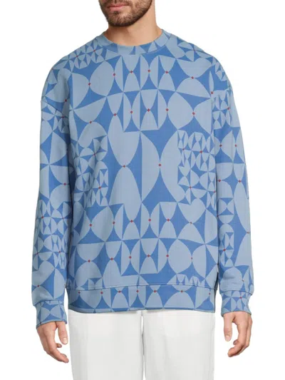 Scotch & Soda Men's Printed Cotton Sweatshirt In Blue