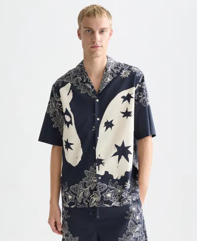 Scotch & Soda Horse-print Shirt In Blue