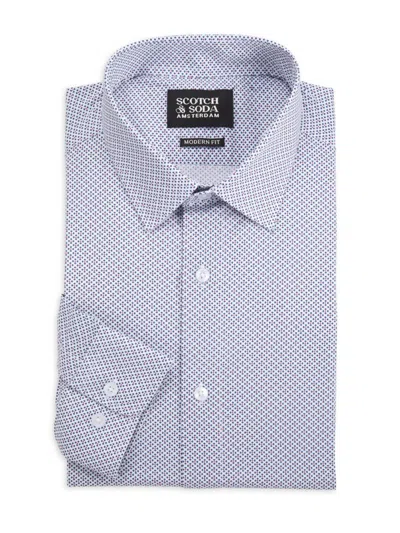 Scotch & Soda Men's Printed Stretch Cotton Modern Fit Dress Shirt In Multi