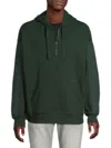 Scotch & Soda Pattern Panel Quarter Zip Hoodie In Green