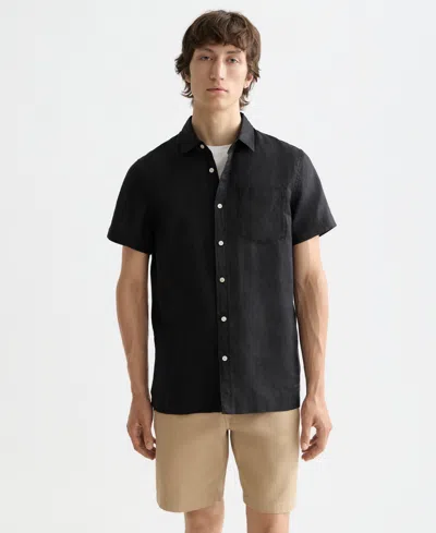 Scotch & Soda Men's Regular-fit Button-down Linen Shirt In Black
