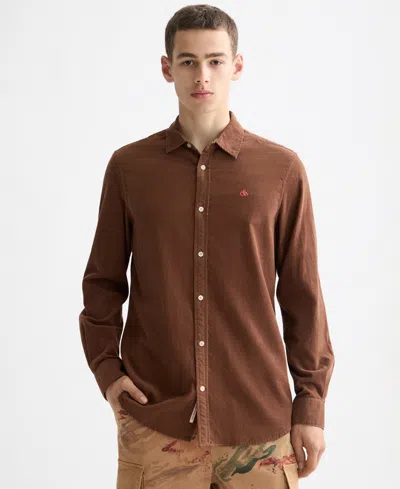 Scotch & Soda Men's Regular Fit Chest Embroidered Shirt In Brown