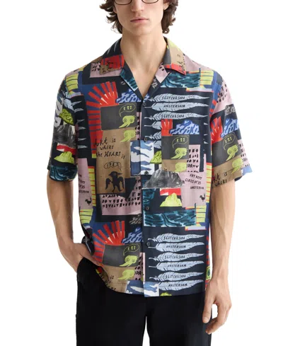 Scotch & Soda Men's Relaxed-fit Allover Patterned Shirt