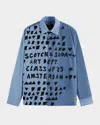 Scotch & Soda Men's Relaxed-fit Letters Poplin Button-down Shirt In Blue