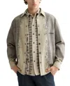 Scotch & Soda Map Graphic Snap-up Overshirt In Gray