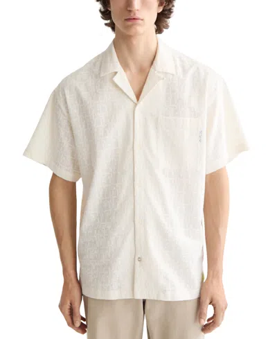 Scotch & Soda Men's Relaxed Fit Short Sleeve Cross Hatch Button-front Camp Shirt