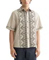 Scotch & Soda Oversize Embroidered Short Sleeve Cotton Seersucker Button-up Shirt In Neutral