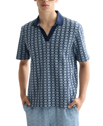 Scotch & Soda Men's Relaxed Fit Short Sleeve Geo Print Polo Shirt In Multi