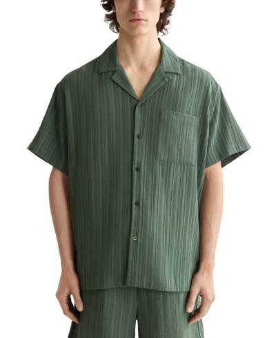 Scotch & Soda Men's Relaxed Fit Short Sleeve Tonal Striped Button-front Pocket Shirt