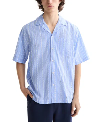 Scotch & Soda Men's Relaxed-fit Stripe Short-sleeve Shirt In Blue