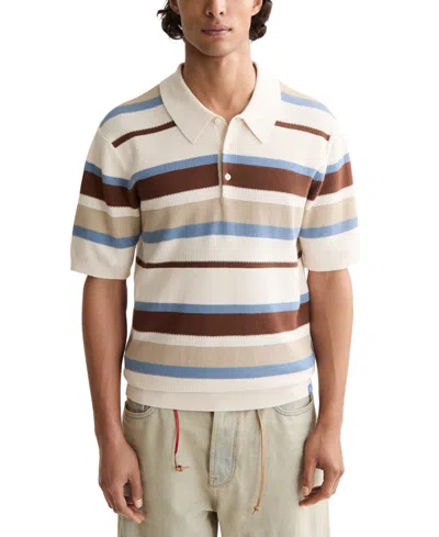Scotch & Soda Men's Short Sleeve Knit Striped Polo Shirt
