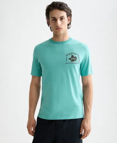 Scotch & Soda Men's Short Sleeve Logo Graphic Crewneck T-shirt In Green