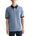 Scotch & Soda Tonal Stripe Cotton Polo Sweater In Blue