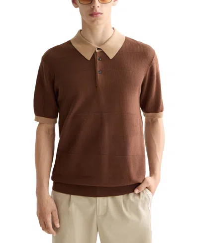 Scotch & Soda Men's Short Sleeve Tone-on-tone Polo Shirt In Brown