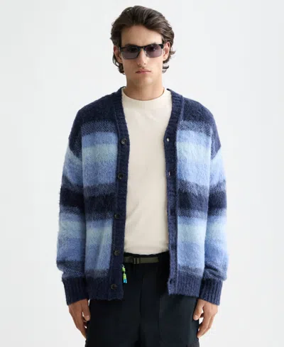 Scotch & Soda Men's Striped V-neck Cardigan Sweater In Blue