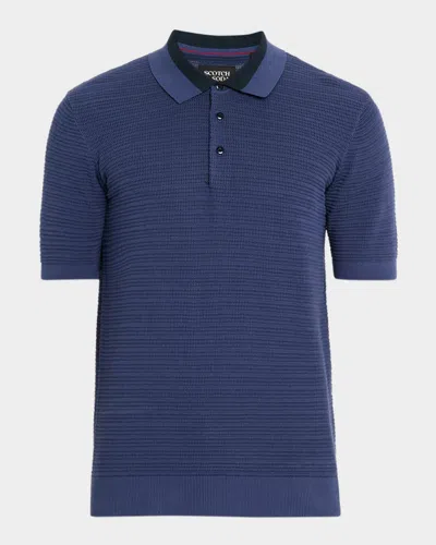 Scotch & Soda Men's Structure-knit Polo Shirt In Blue