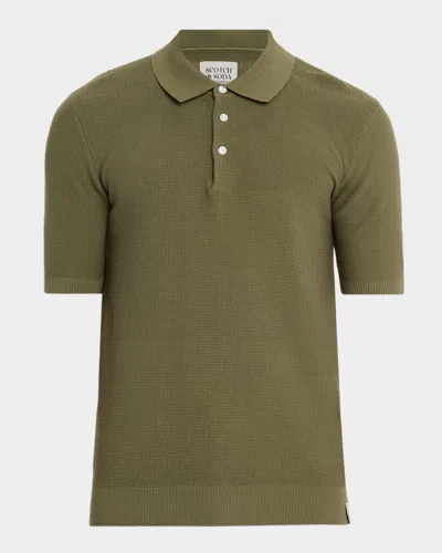 Scotch & Soda Men's Structure-knit Polo Shirt In Green