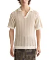 Scotch & Soda Open Knit Johnny Collar Polo Sweater In Brown