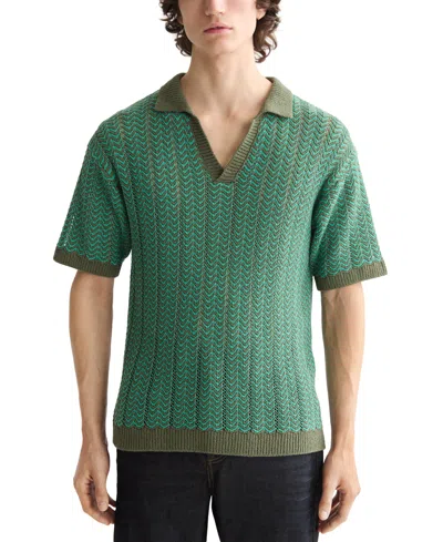 SCOTCH & SODA MEN'S STRUCTURED KNIT SWEATER POLO SHIRT