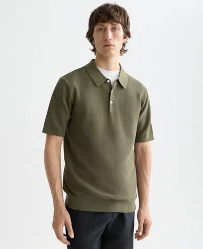 Scotch & Soda Men's Structured Knitted Short-sleeve Polo Shirt In Green