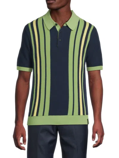 Scotch & Soda Men's Structured Striped Knit Polo Shirt In Multi