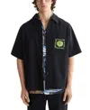 Scotch & Soda Men's Tailored Fit Short Sleeve Button Front Embroidered Pocket Shirt