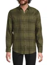 Scotch And Soda Men's Textured Plaid Shirt In Green