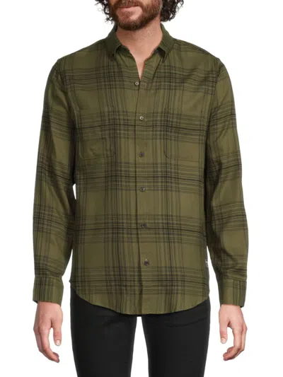 Scotch & Soda Men's Textured Plaid Shirt In Green