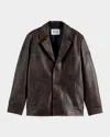 Scotch & Soda Men's Vintage-treated Leather Blazer With Sleeve Label In Brown