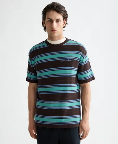 Scotch & Soda Men's Waffle Stripe Short Sleeve T-shirt In Multi