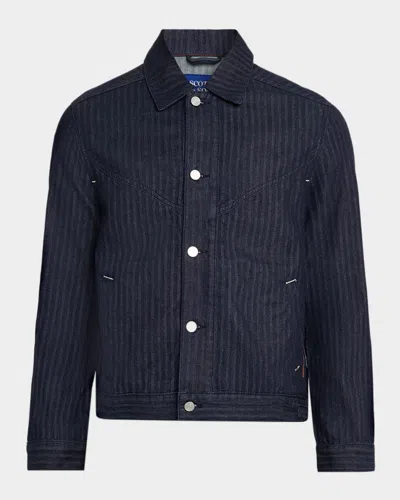Scotch & Soda Men's Western Denim Trucker Jacket In Blue