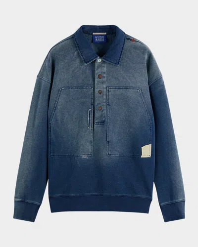 Scotch & Soda Men's Worked Out Relaxed-fit Sweatshirt In Blue