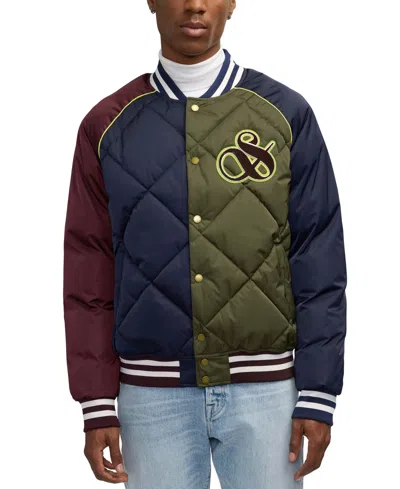 Scotch & Soda Men's Yrachie Color Block Quilted Varsity Bomber Jacket In Inky Blue