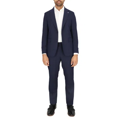 Scotch & Soda Mens Blue Stripe Suit
