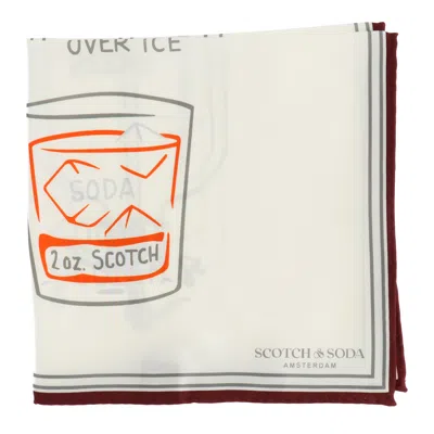 Scotch & Soda Mens Grey/red Pocket Square In Neutral