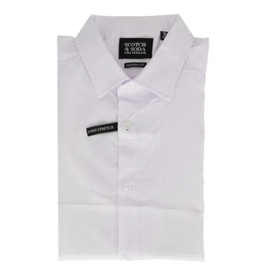 Scotch & Soda Mens Lavender Dress Shirt In White