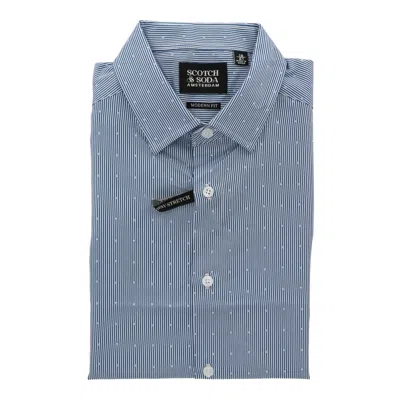 Scotch & Soda Mens Navy/white Dress Shirt In Blue
